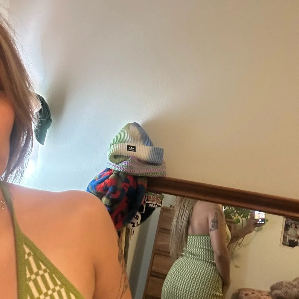 Cotton Candy Green Knit Halter Mini Dress - Picture 6 of 8